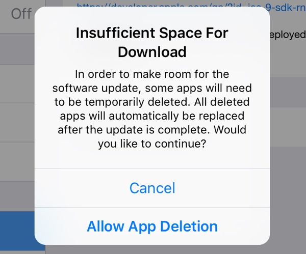 iOS 9升級(jí)時(shí)，系統(tǒng)可能會(huì)自動(dòng)刪除你的應(yīng)用