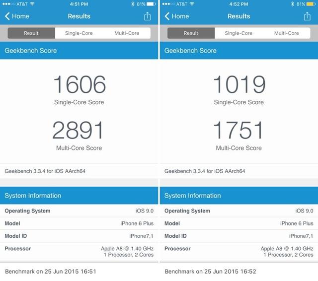 蘋果iOS 9省電模式開啟后，性能下降嚴重