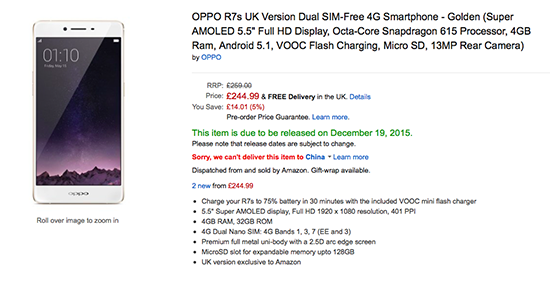 OPPO R7s歐洲開(kāi)賣(mài) 售價(jià)比國(guó)內(nèi)稍便宜