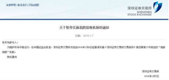 4個(gè)交易日4次觸發(fā) 熔斷機(jī)制1月8日起暫停