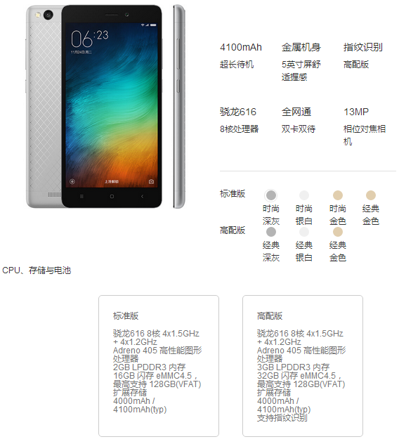紅米3高配版售價899元，與紅米Note 3比你選誰？