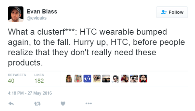 再次跳票！HTC首款智能手表或在秋季發(fā)布