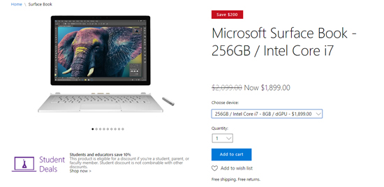 直降200美元！2015款Surface Book i7全系大降價(jià)