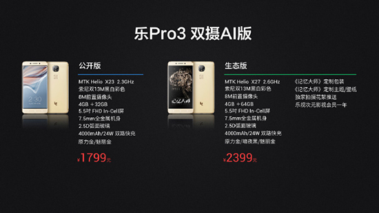 全球首發(fā)Helio X27！樂Pro3雙攝AI版正式發(fā)布
