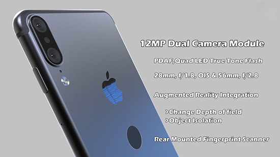 蘋果要做相機？iPhone 8將采用全新雙攝系統(tǒng)+內(nèi)置AR技術(shù)