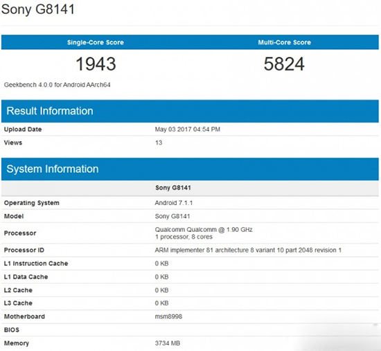 不敵小米6/S8+！索尼Xperia XZ Premium跑分曝光