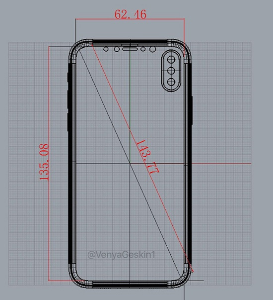 讓人放心的iPhone 8設(shè)計圖泄漏：5.66寸屏 背后無指紋