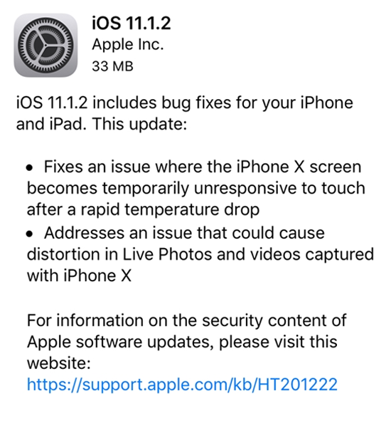 蘋果發(fā)布iOS系統(tǒng)更新：修復(fù)iPhone X低溫下屏幕問題