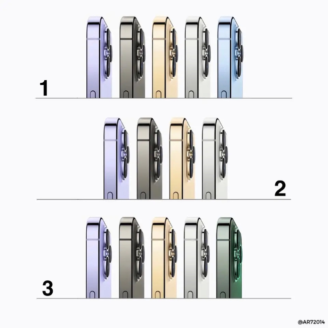 蘋果iPhone 14系列新曝光：紫色替代遠(yuǎn)峰藍(lán)！Pro版區(qū)別更明顯